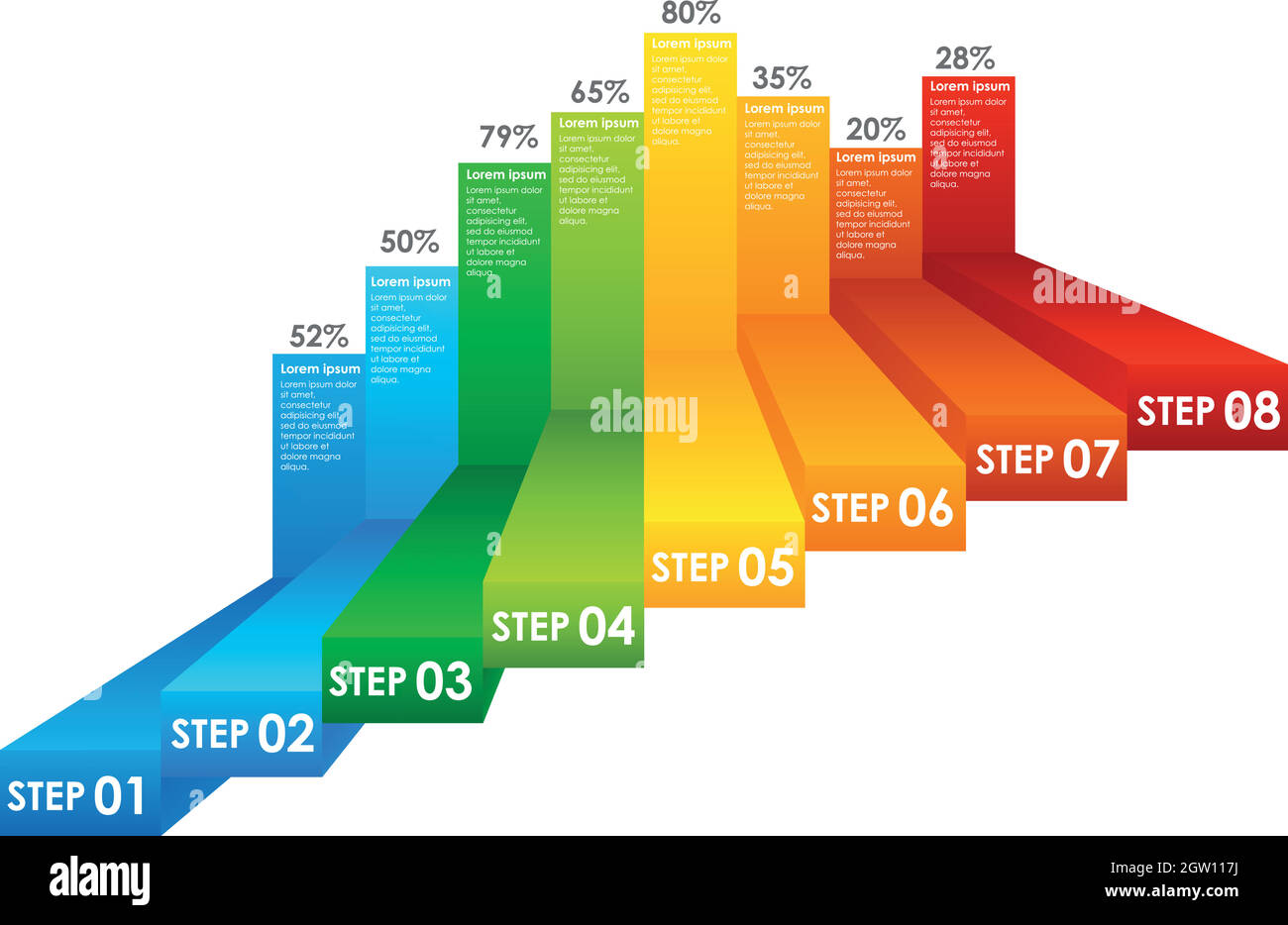 A Colourful Step Information Graph Stock Vector