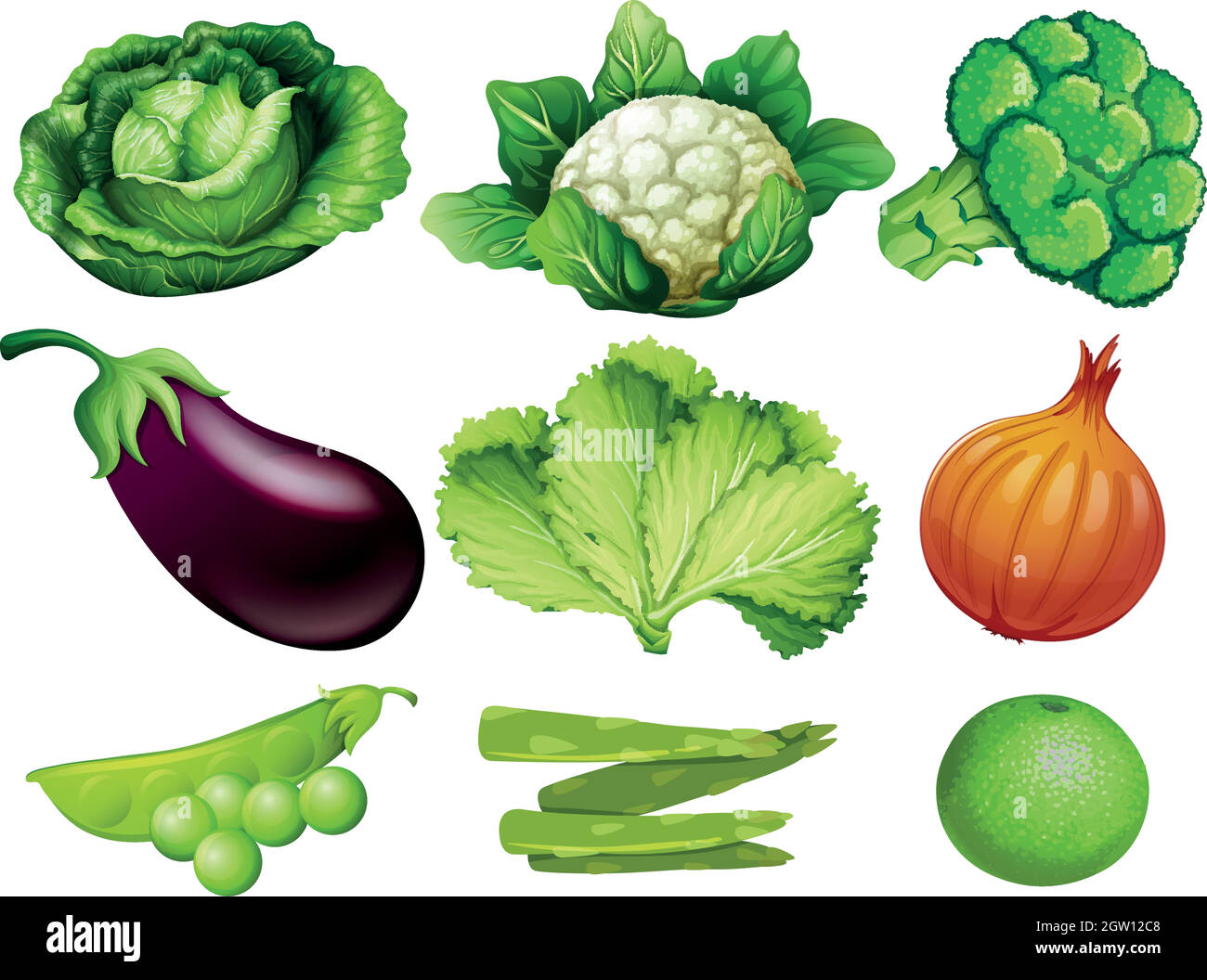 Set of vegetables white background Stock Vector Image & Art - Alamy