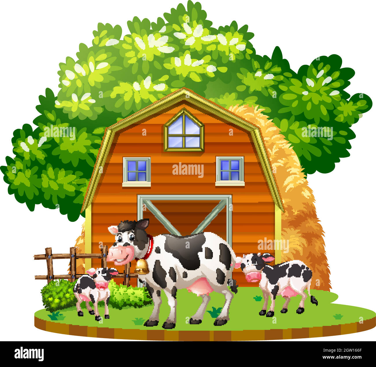 Cows live on the farmyard Stock Vector