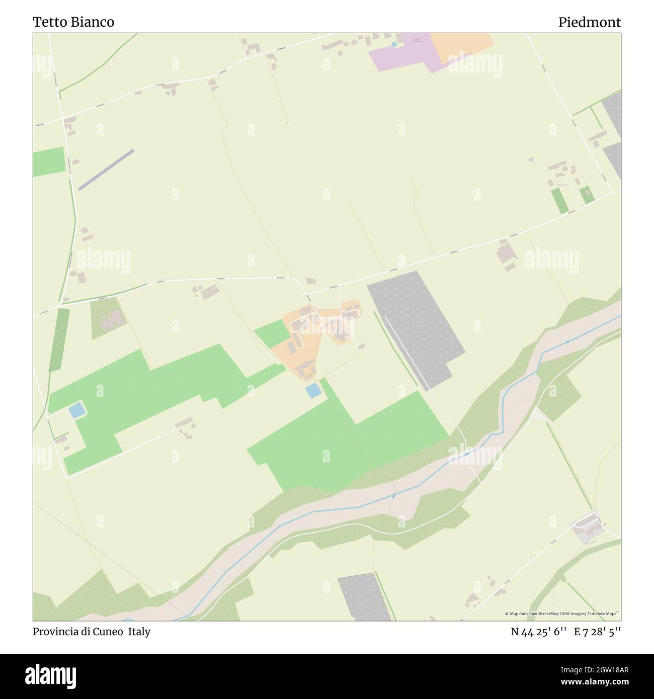 Tetto Bianco, Provincia di Cuneo, Italy, Piedmont, N 44 25' 6'', E 7 28' 5'', map, Timeless Map published in 2021. Travelers, explorers and adventurers like Florence Nightingale, David Livingstone, Ernest Shackleton, Lewis and Clark and Sherlock Holmes relied on maps to plan travels to the world's most remote corners, Timeless Maps is mapping most locations on the globe, showing the achievement of great dreams Stock Photo