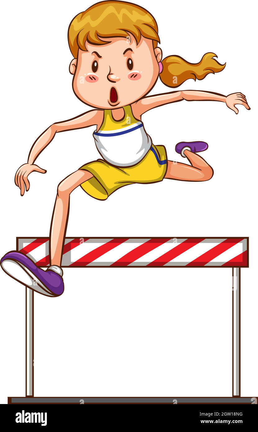 A simple sketch of a girl joining a triathlon competition Stock Vector