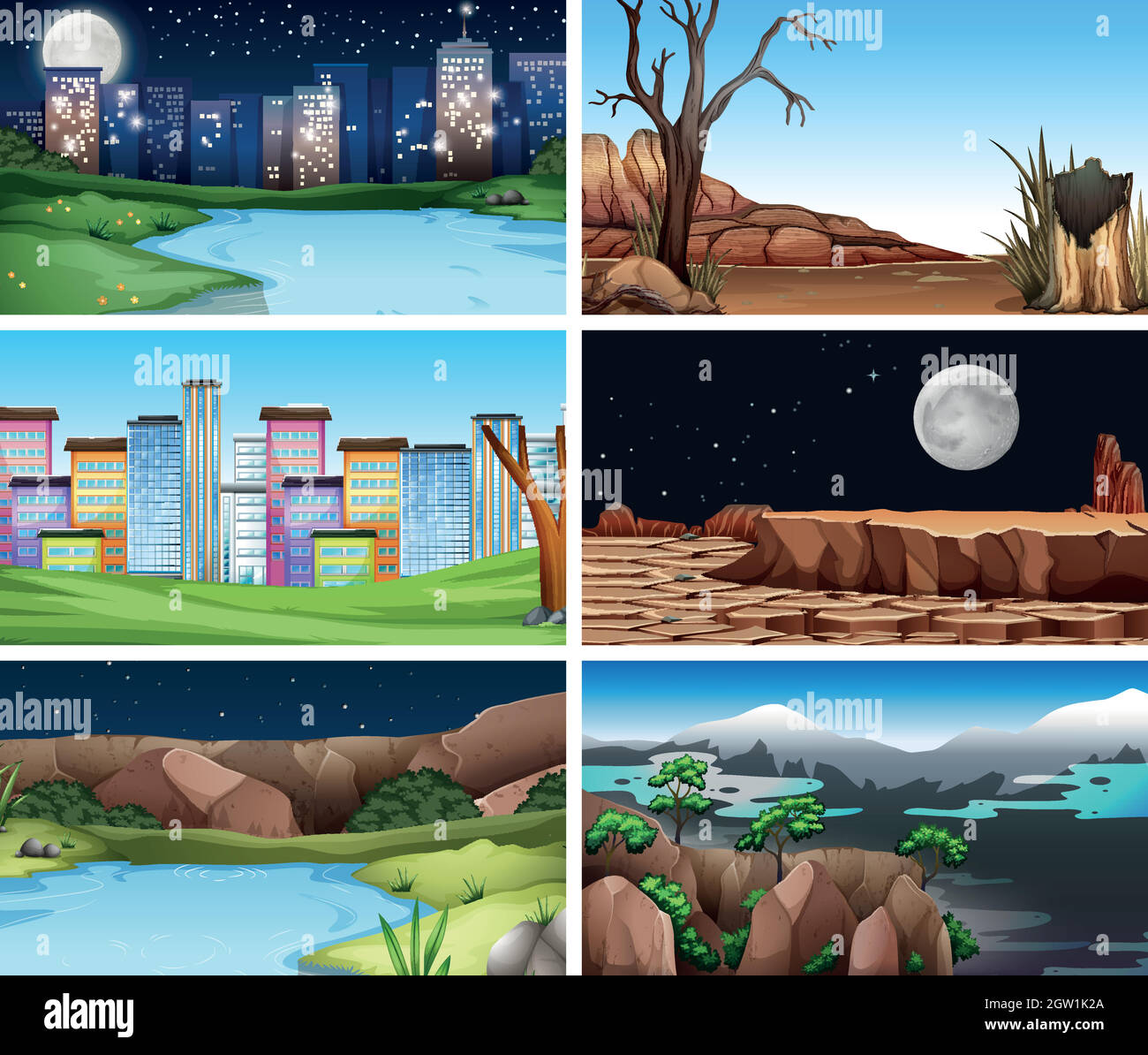 Set of nature landscape Stock Vector Image & Art - Alamy