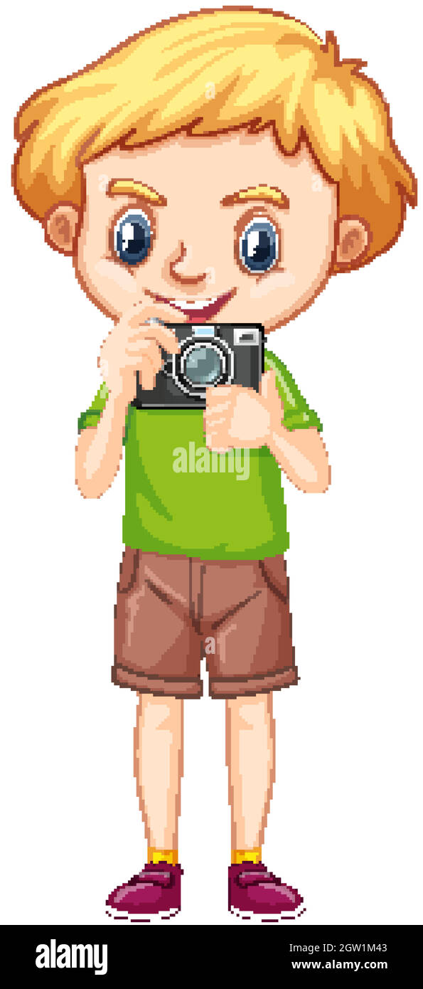 One happy boy with camera Stock Vector Image & Art - Alamy