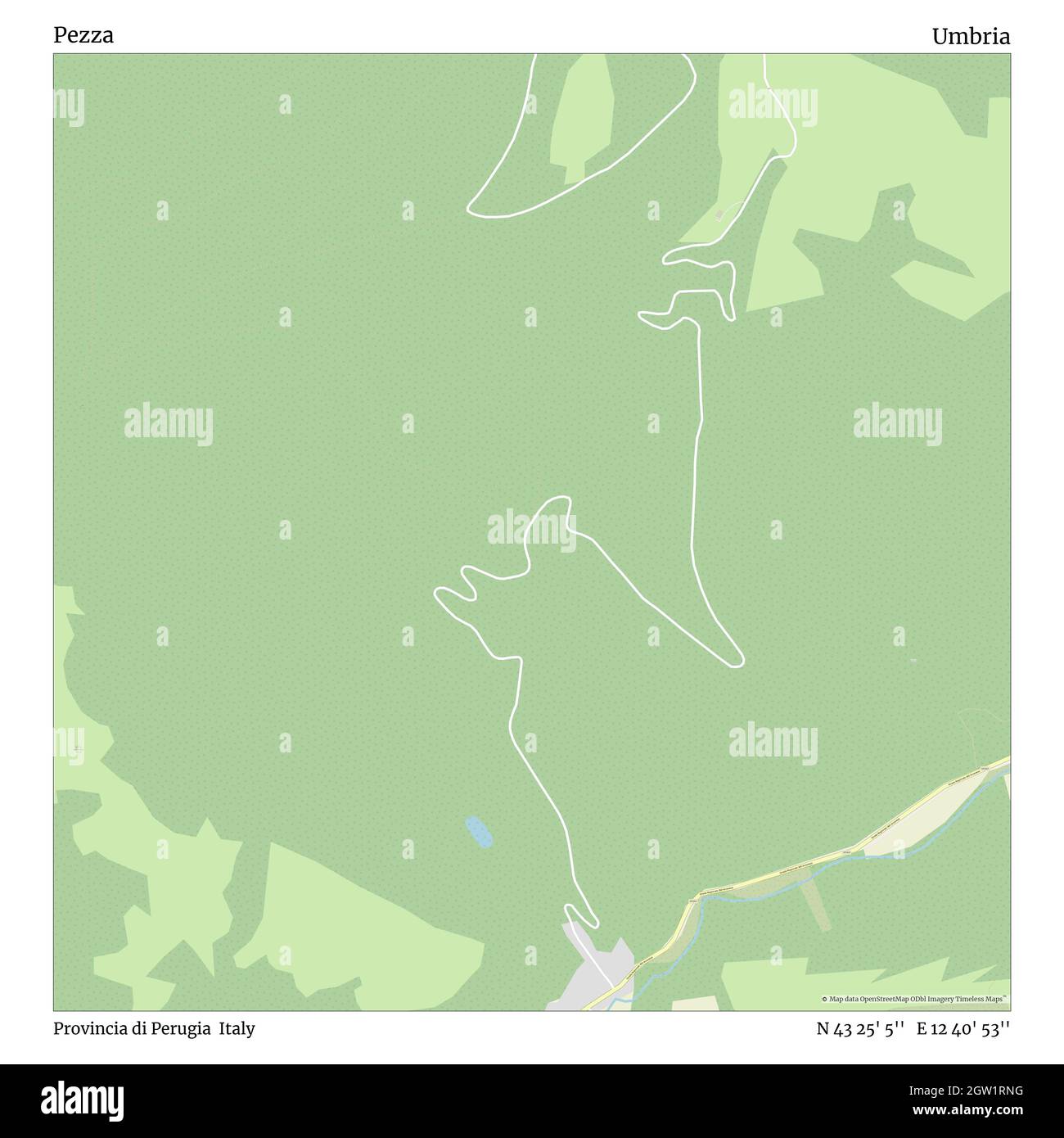 Pezza, Provincia di Perugia, Italy, Umbria, N 43 25' 5'', E 12 40' 53'',  map, Timeless Map published in 2021. Travelers, explorers and adventurers  like Florence Nightingale, David Livingstone, Ernest Shackleton, Lewis