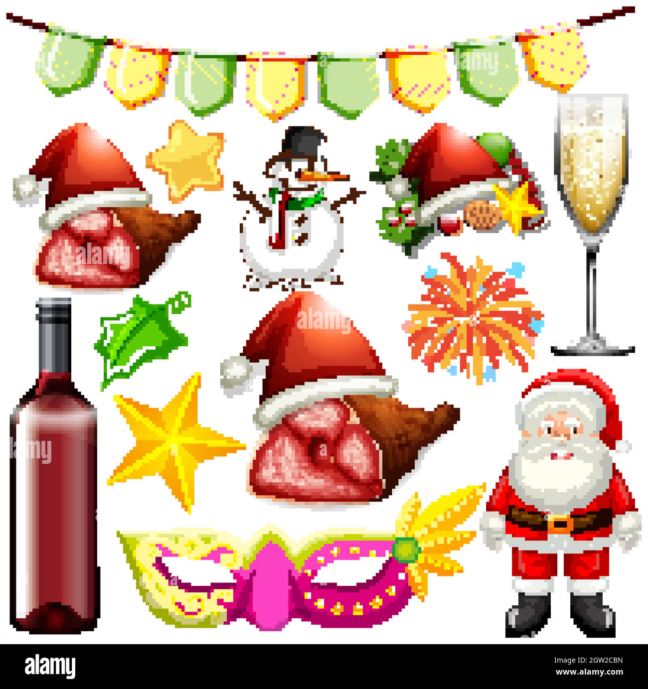 Set of christmas elements on white background Stock Vector Image & Art ...