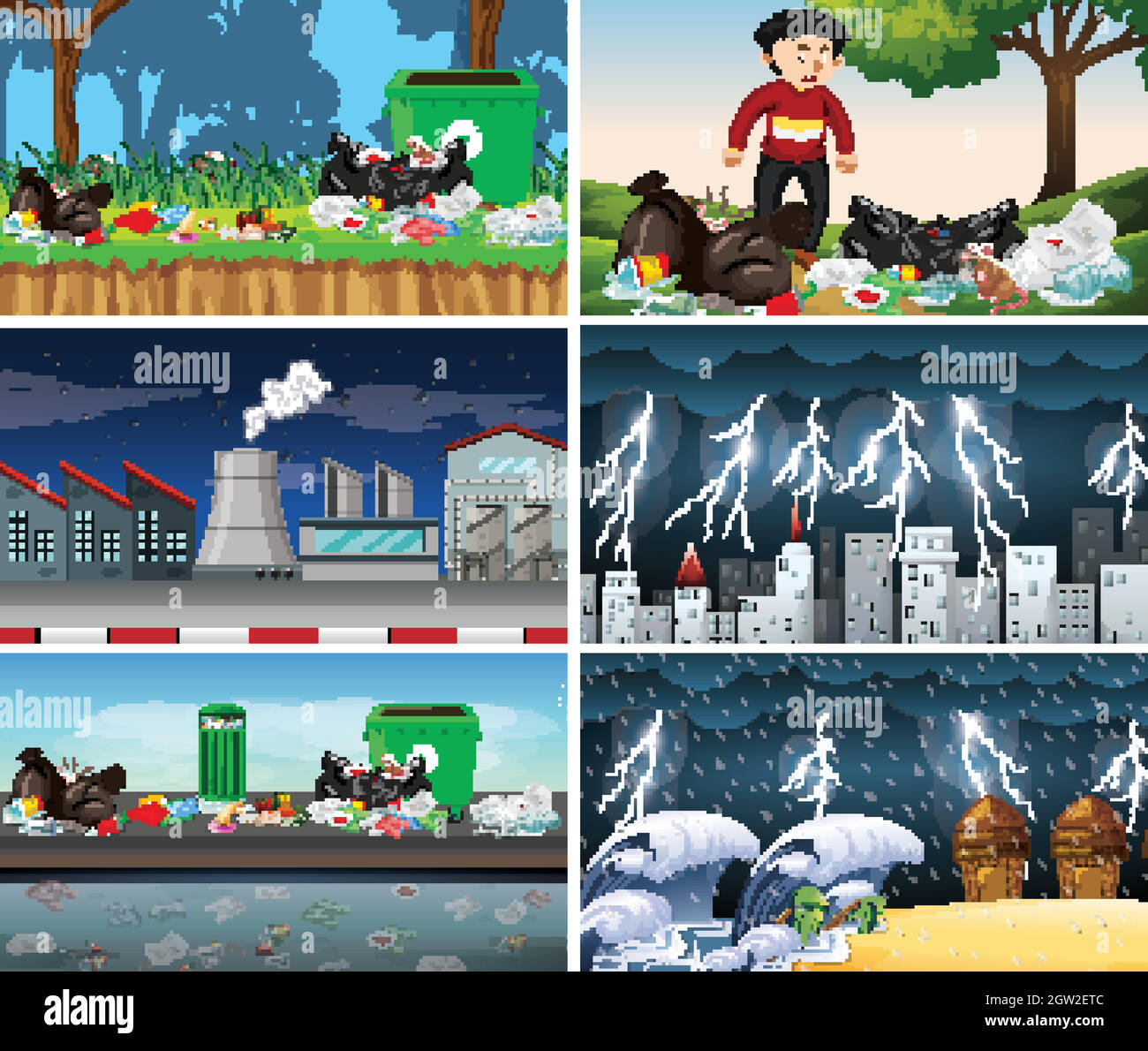 Polluted Scenes Set of polluted scenes Stock Vector Image & Art - Alamy
