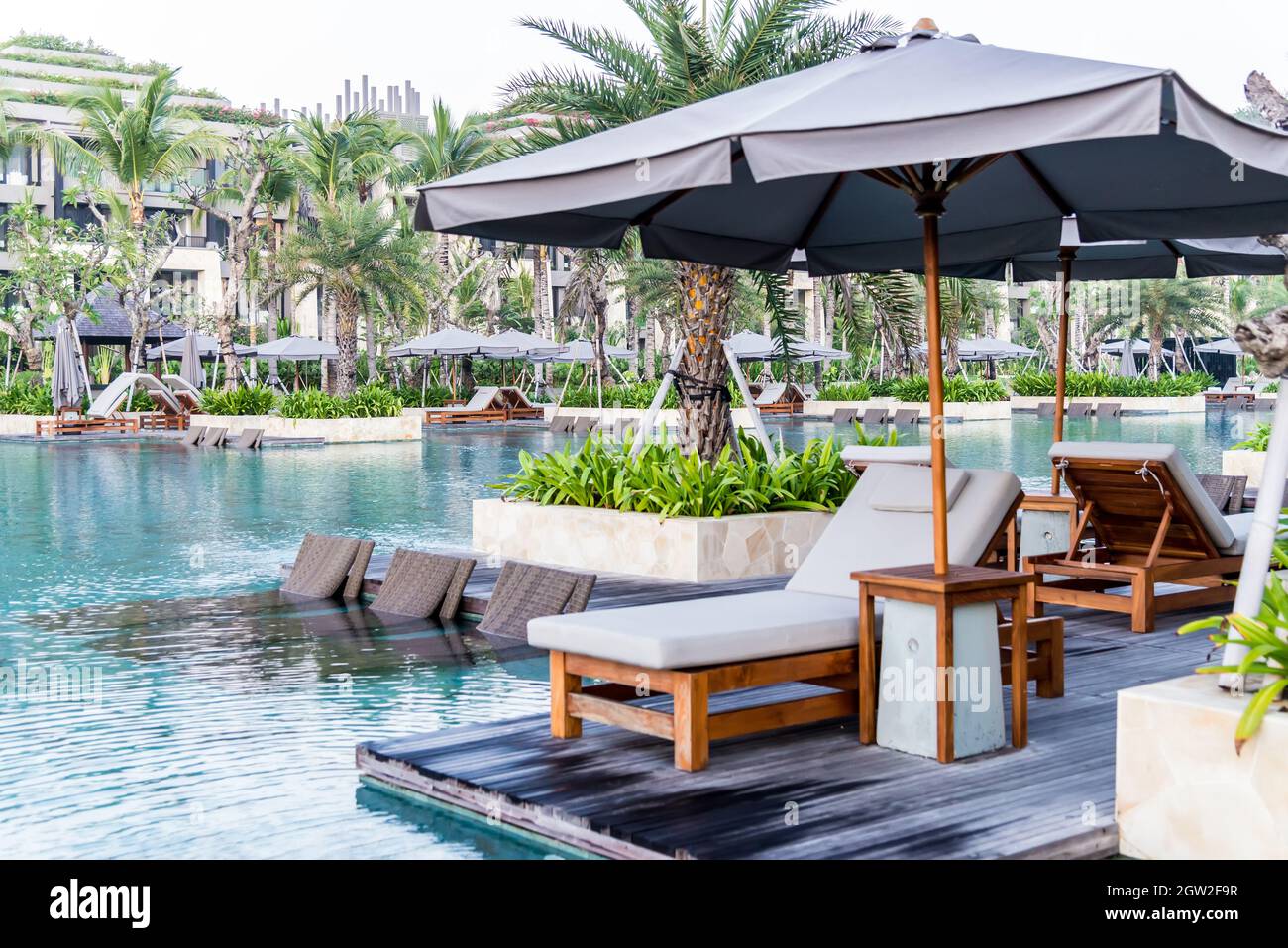 Chairs And Tables In Swimming Pool Stock Photo Alamy