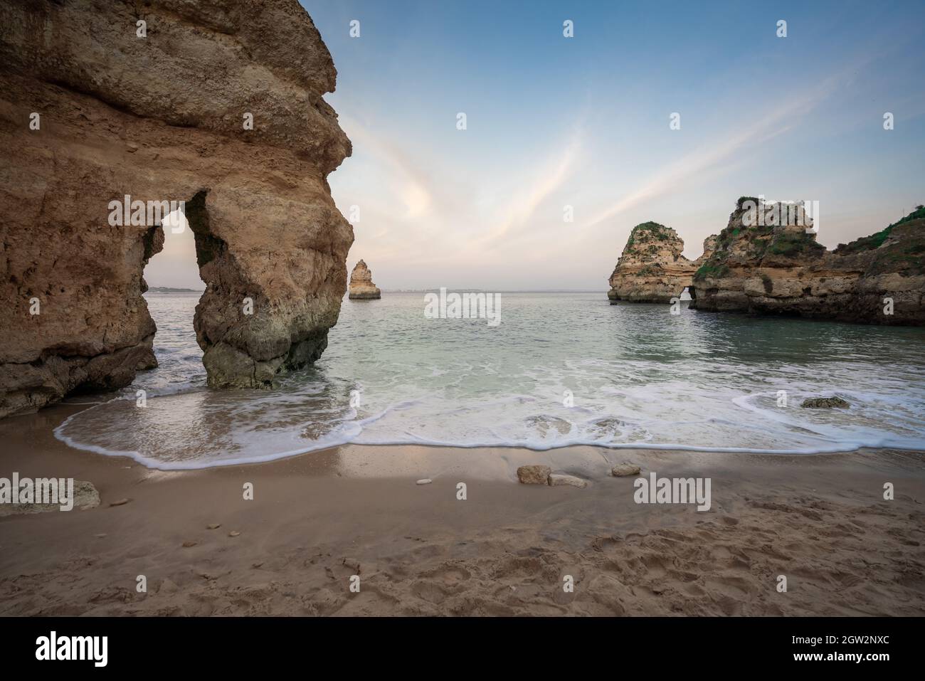 Praia do Camilo Beach and Rock formations - Lagos, Algarve, Portugal Stock Photo