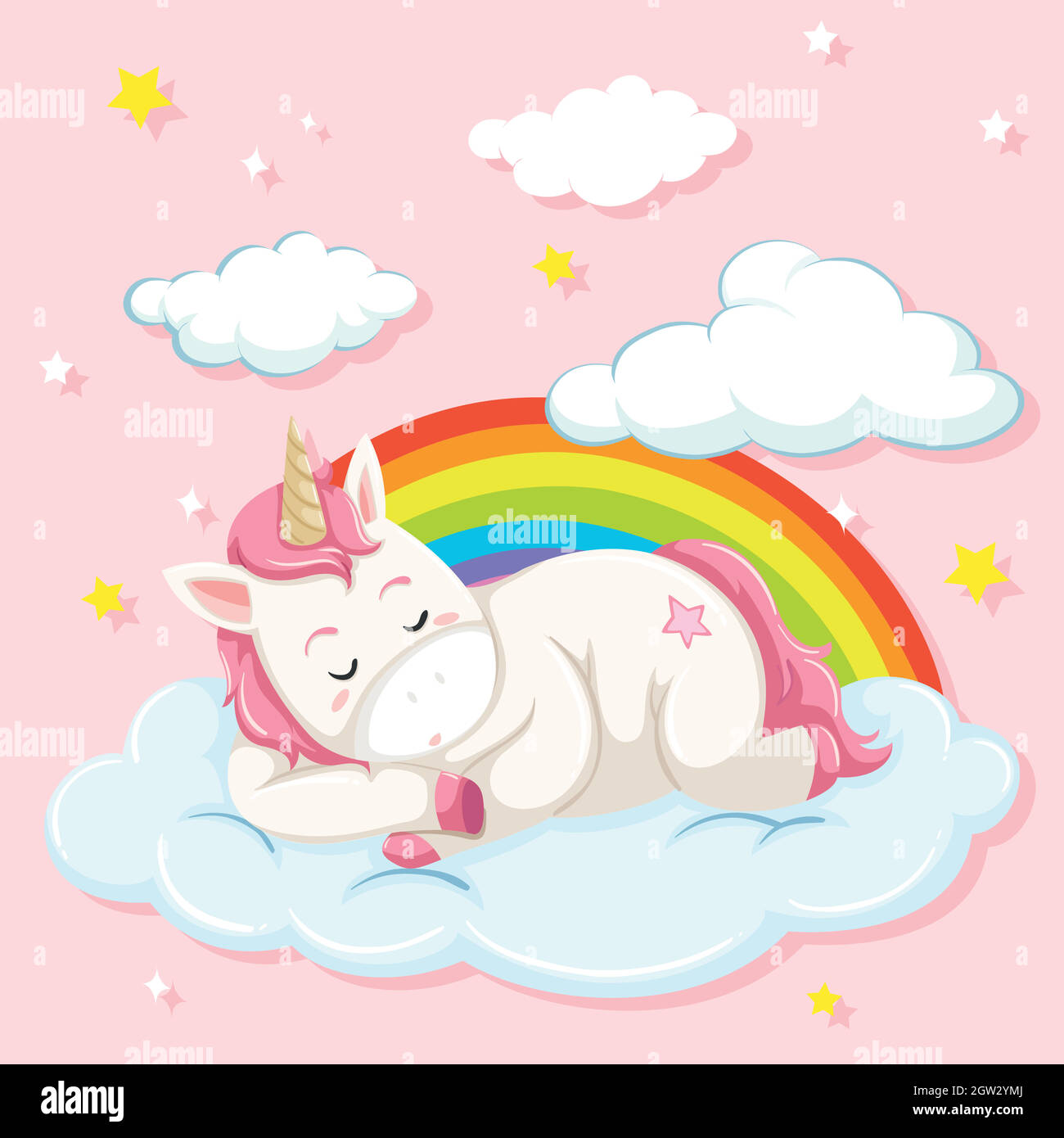 Unicorn sleeping on cloud Stock Vector Image & Art - Alamy