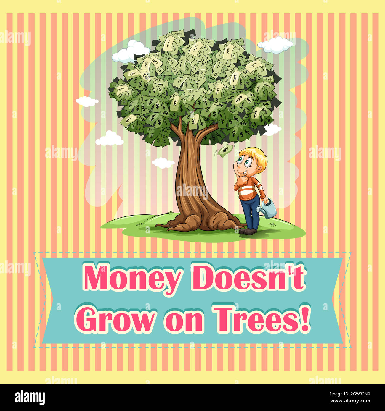 Money on trees idiom Stock Vector