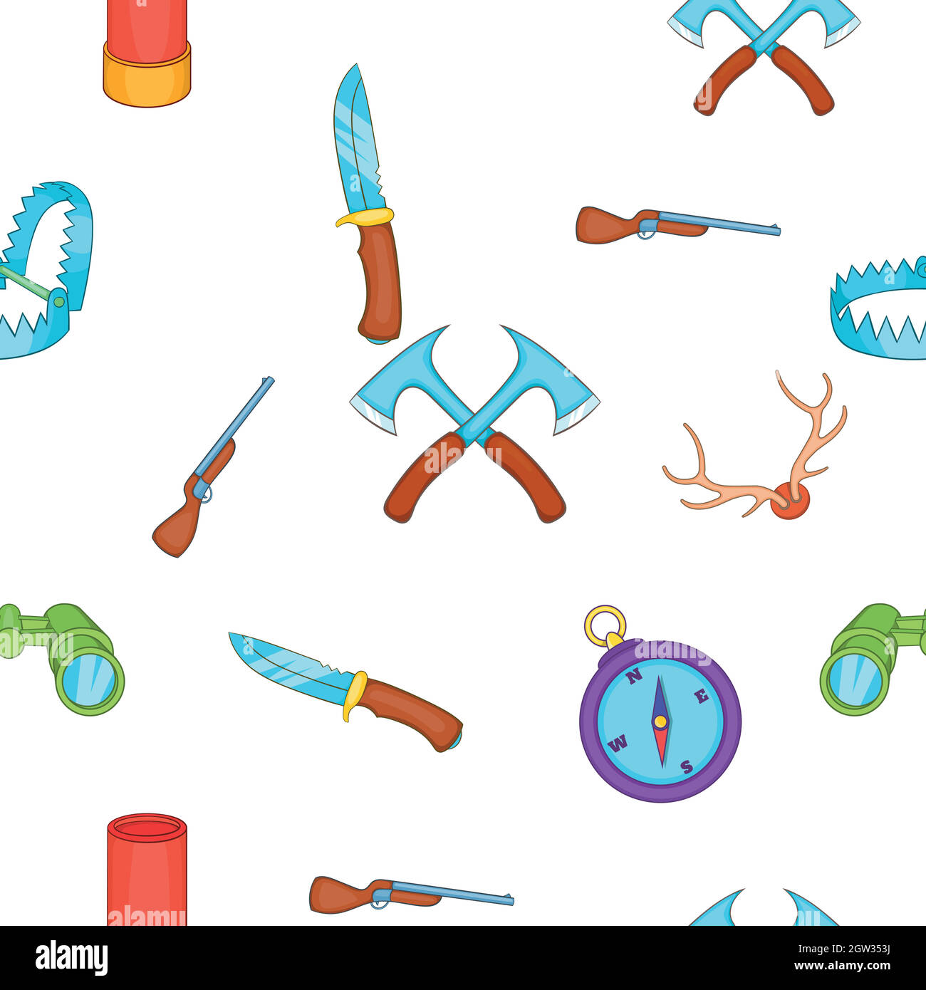 Camp pattern, cartoon style Stock Vector