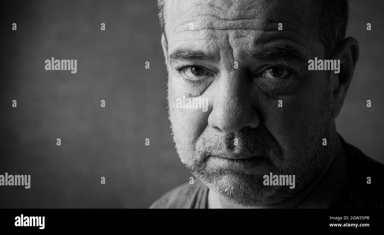 Wrinkled man face beard Black and White Stock Photos & Images - Alamy