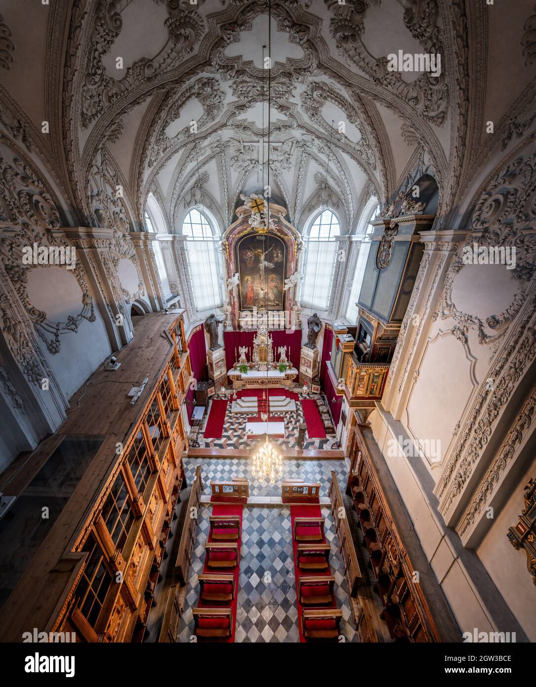 Hofkirche Interior - Altar High angle view - Innsbruck, Tyrol, Austria Stock Photo