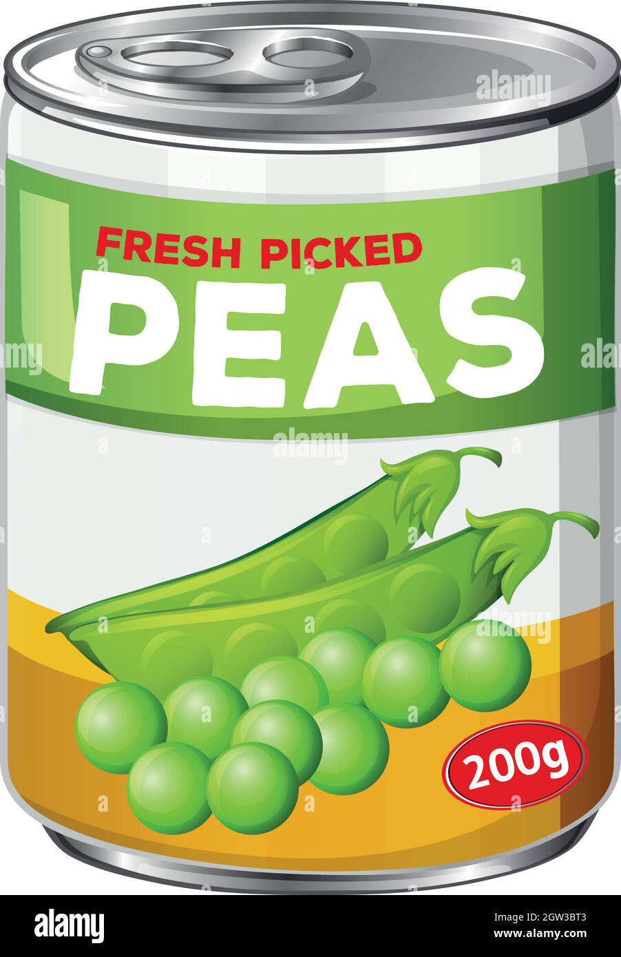 A Can of Fresh Picked Peas Stock Vector