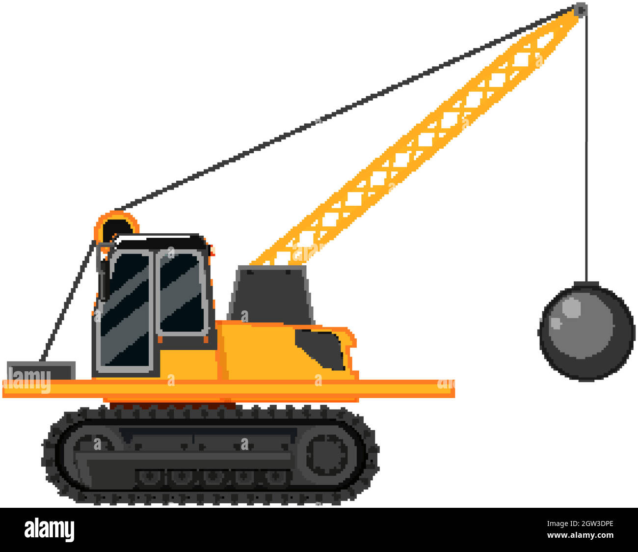 Side view of crawler crane isolated on white background Stock Vector
