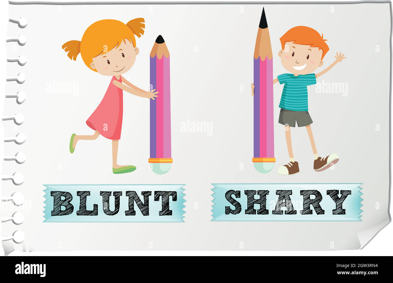 Opposite adjectives blunt and sharp Stock Vector Image & Art - Alamy
