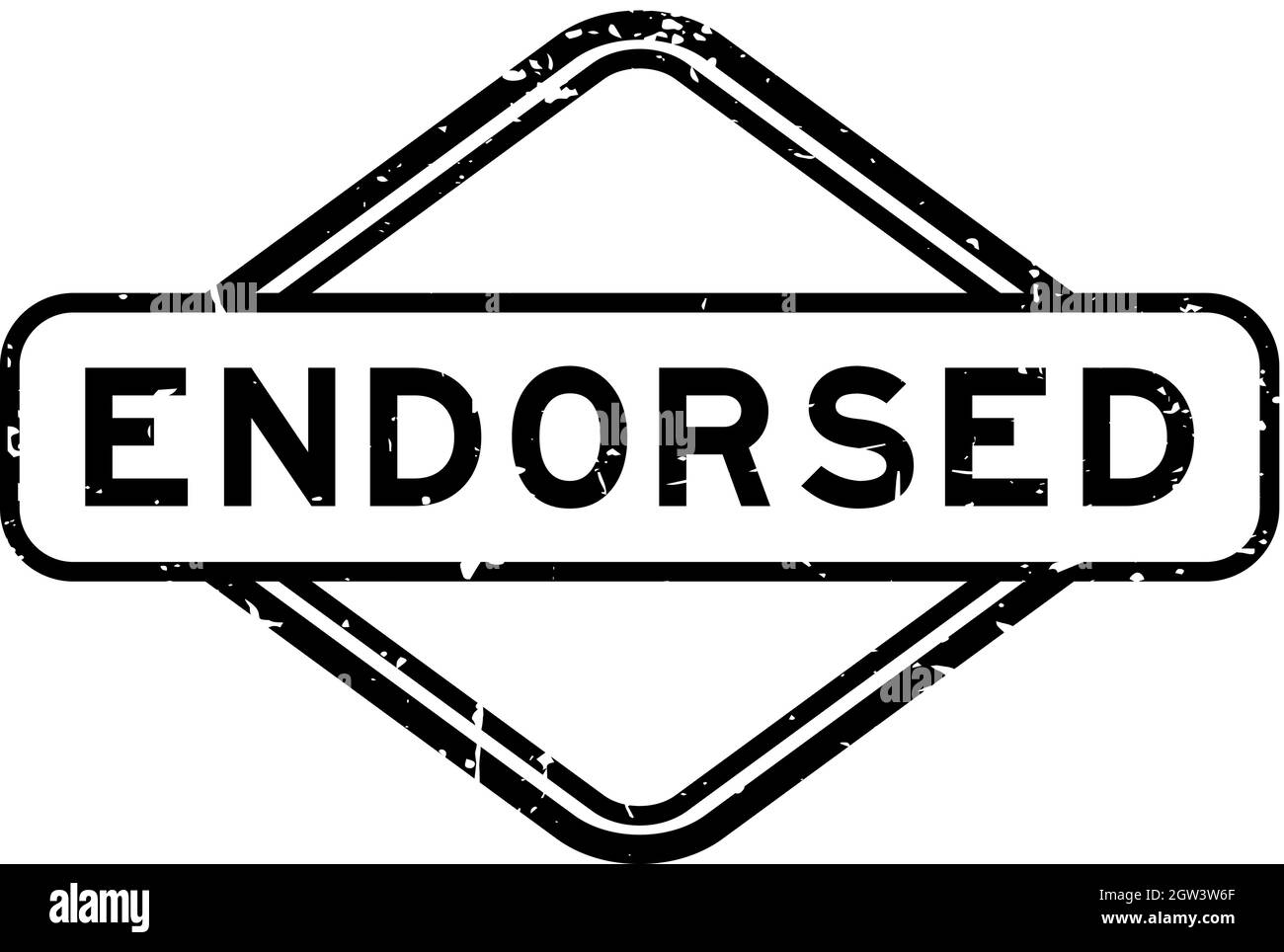 Grunge black endorsed word rubber seal stamp on white background Stock ...