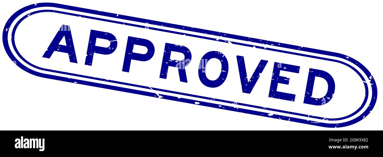 Grunge blue approved word rubber seal stamp on white background Stock ...