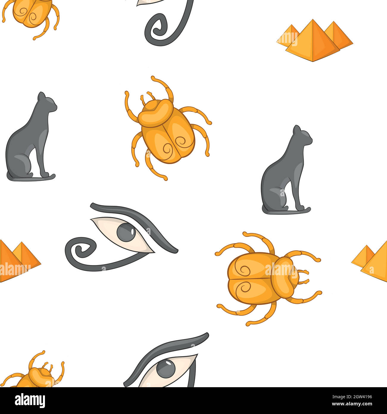 Egyptian symbols pattern, cartoon style Stock Vector
