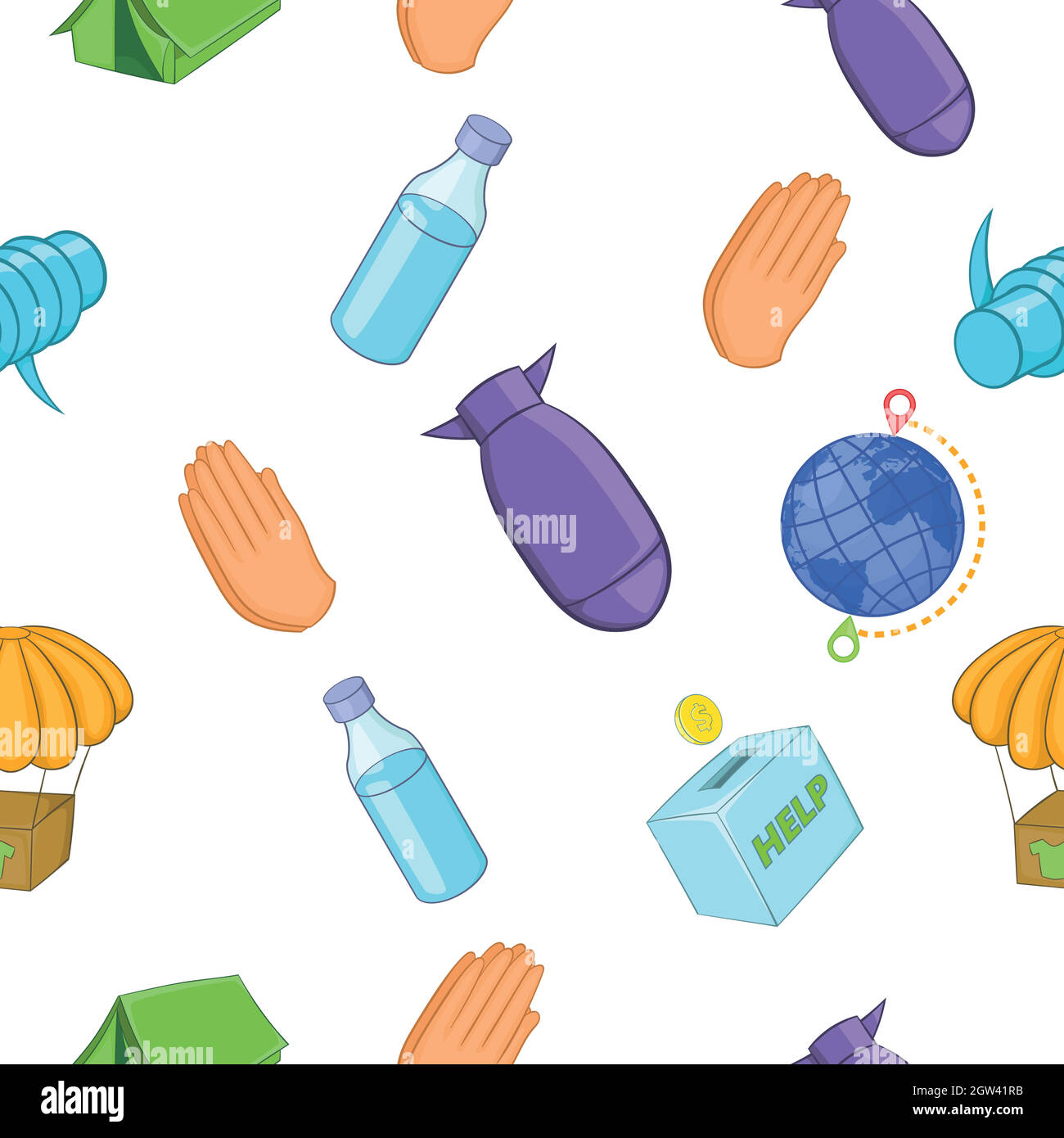 Refugees pattern, cartoon style Stock Vector