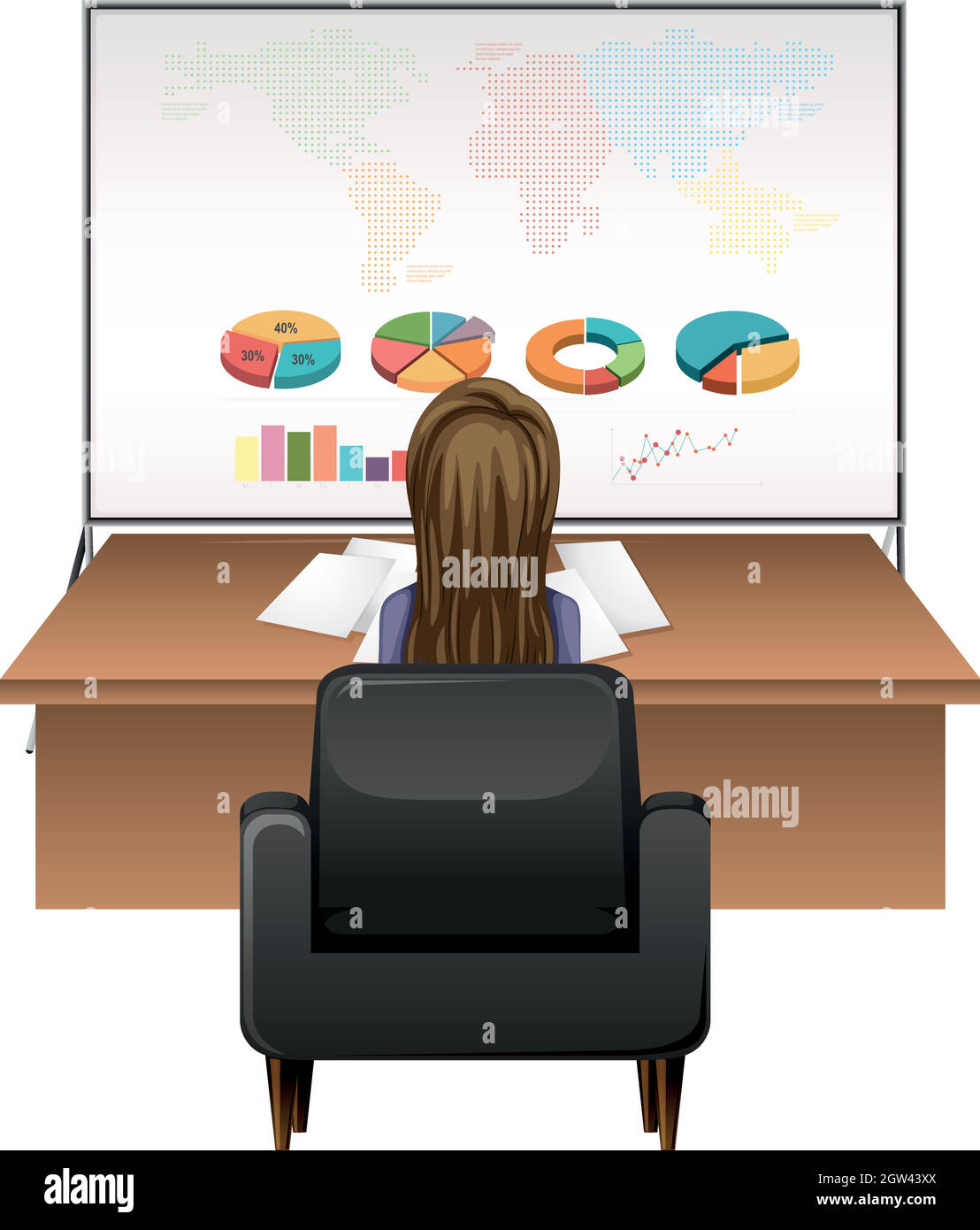 Businesswoman working at the desk Stock Vector