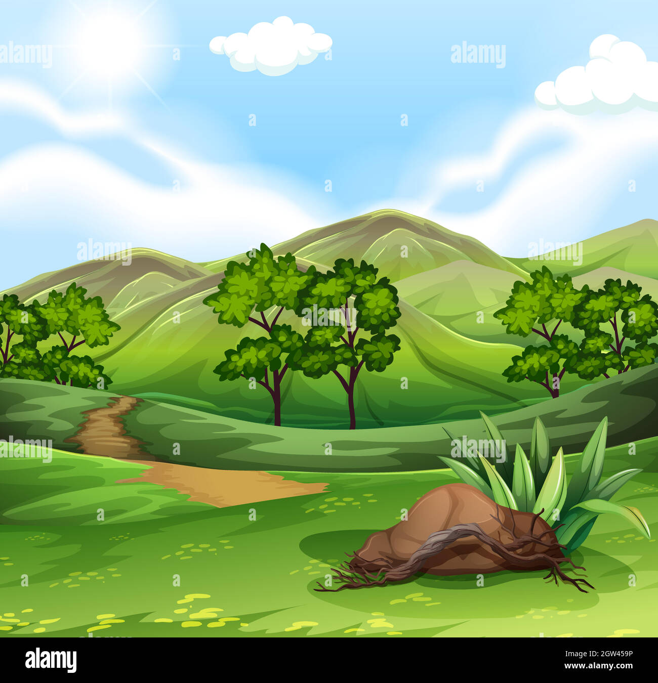 Nature scene with field and hills Stock Vector Image & Art - Alamy