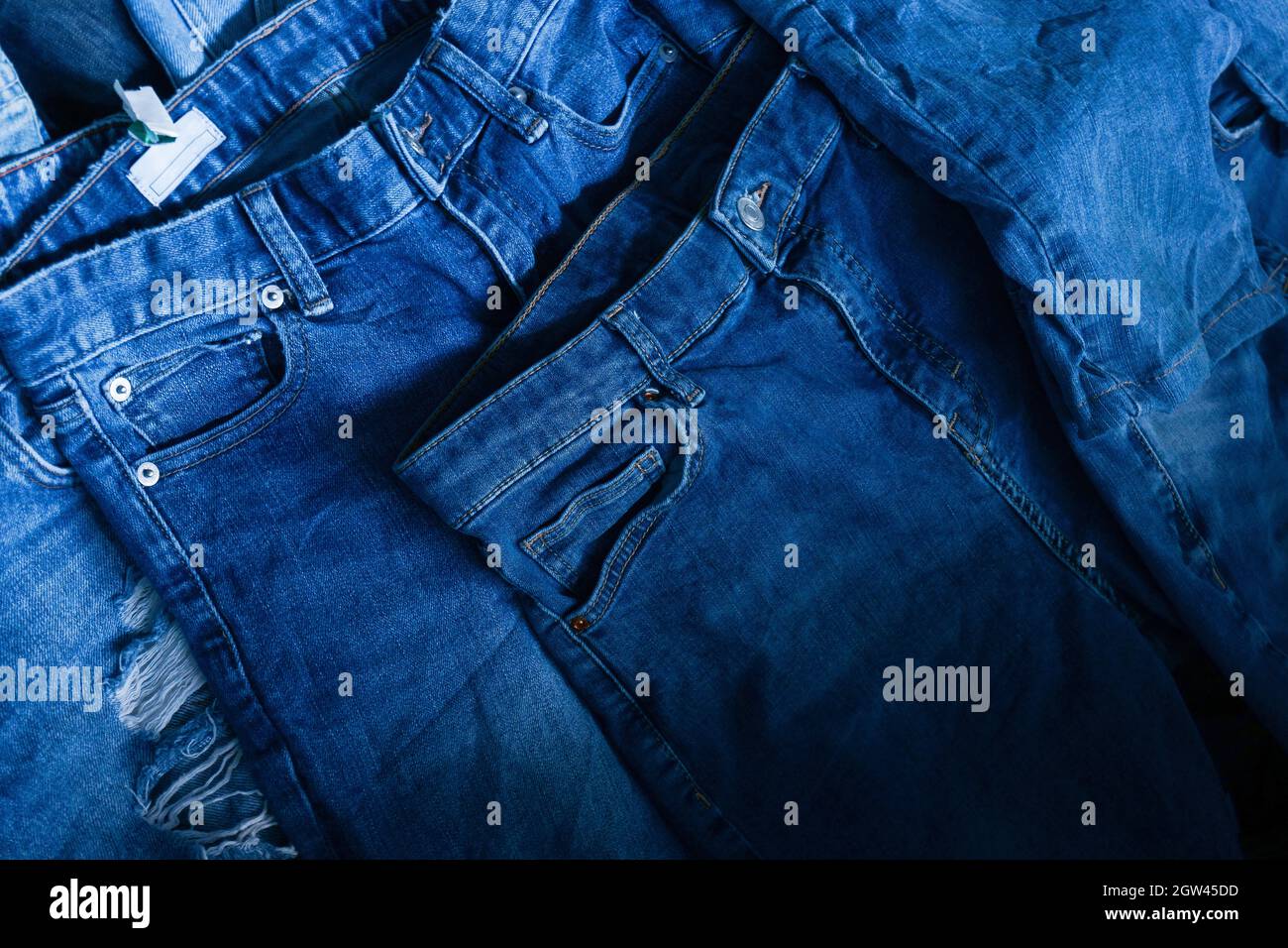 Full Frame Shot Of Blue Jeans Stock 