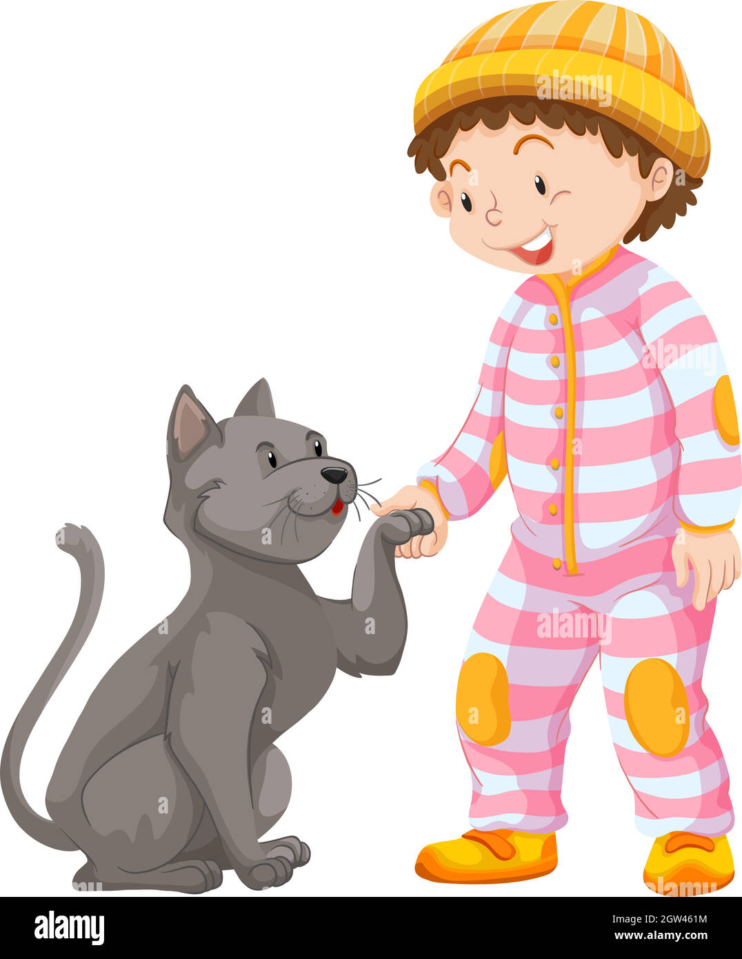 Little Boy Pet Cat Illustration Hi-Res Stock Photography And Images - Alamy