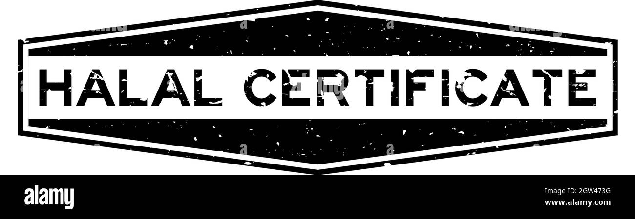 Grunge black Halal certificate word hexagon rubber seal stamp on white ...