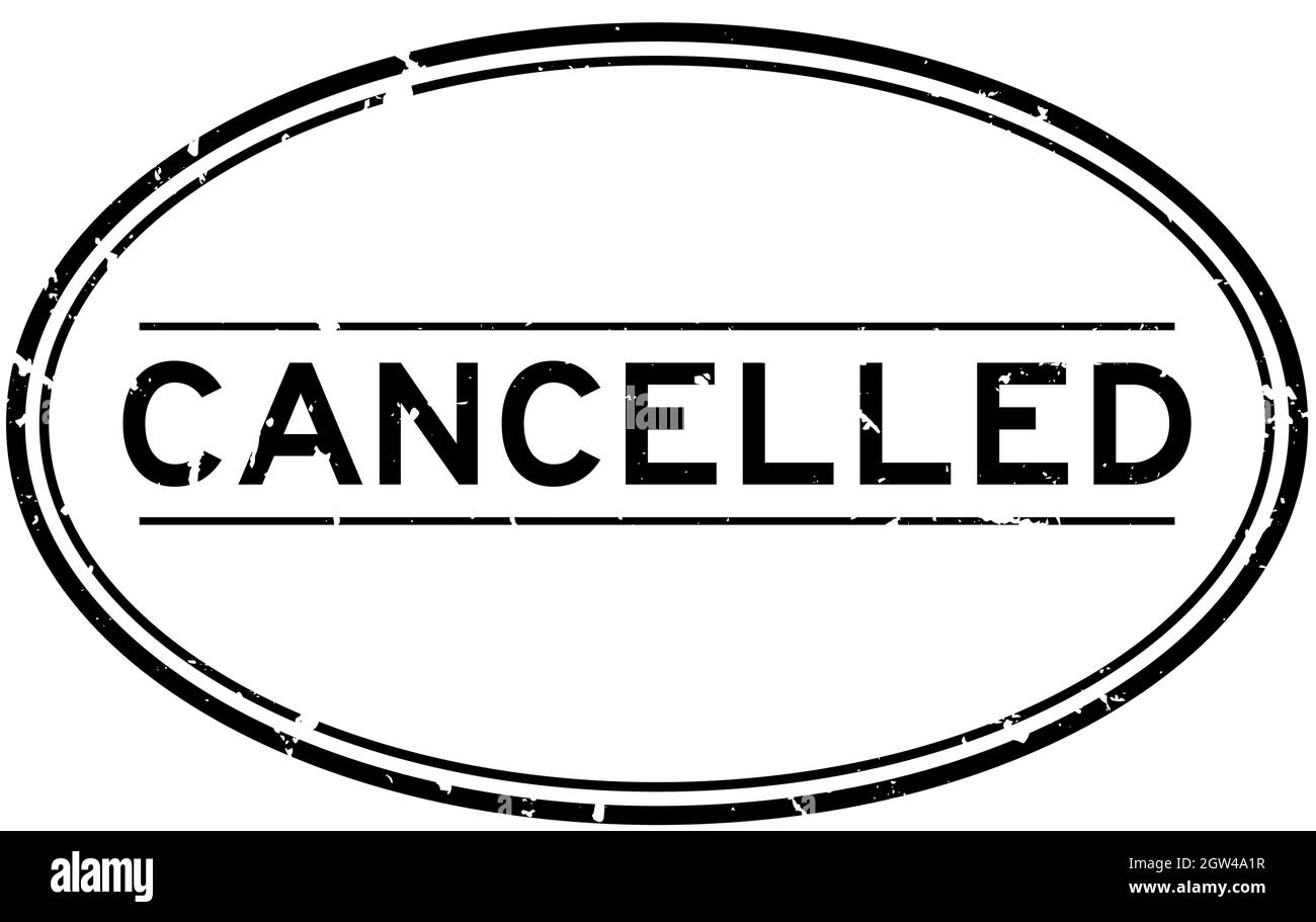 Grunge black cancelled word oval rubber seal stamp on white background