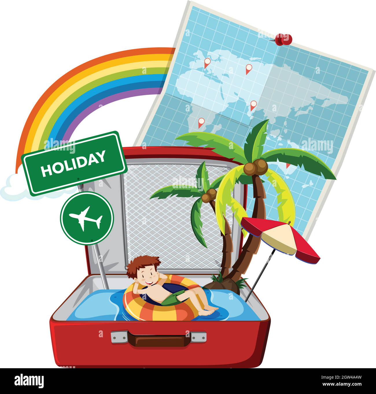 Summer holiday on the suitcase Stock Vector