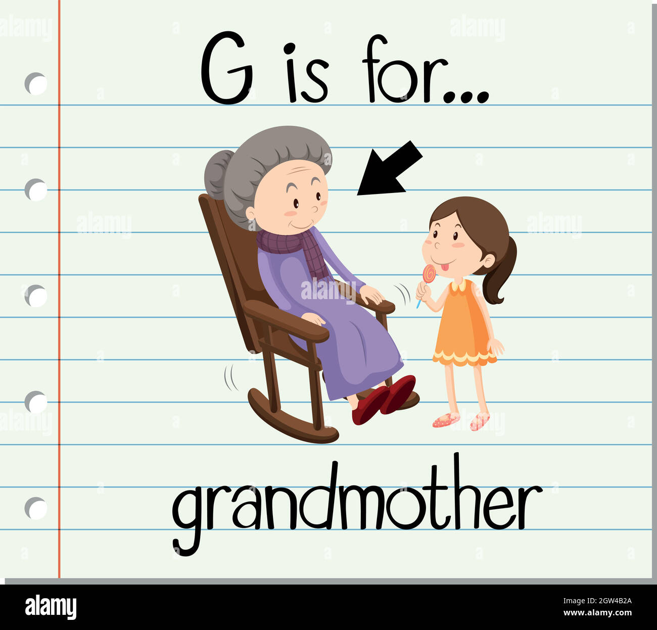 Flashcard letter G grandmother Stock Vector