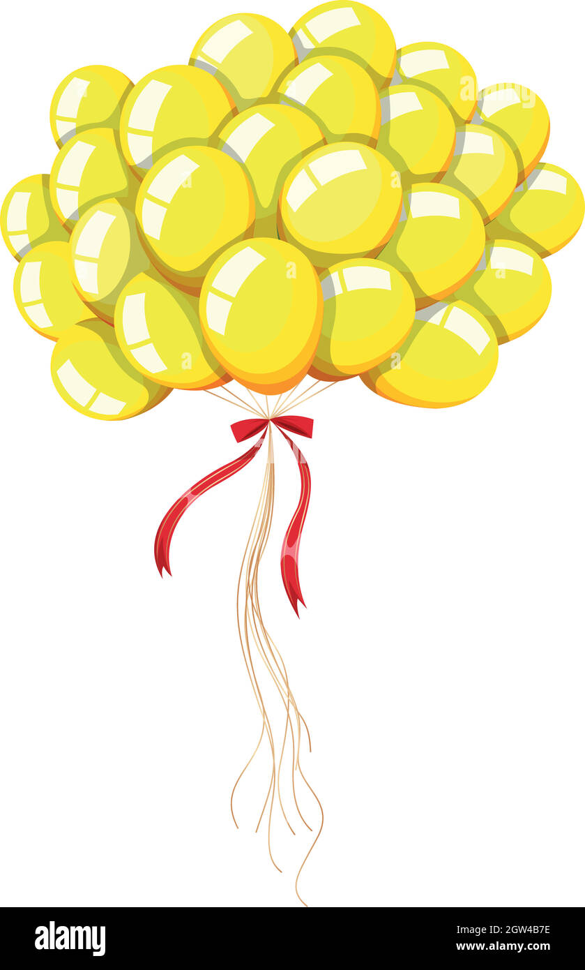 Yellow balloons floating in the air Stock Vector