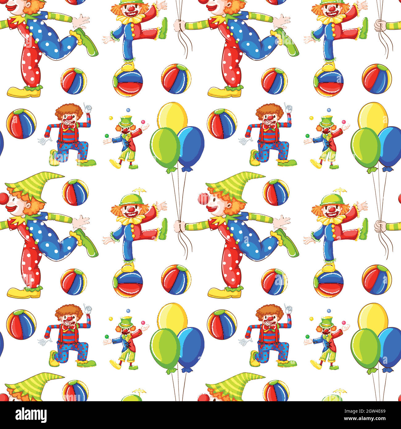 Seamless background with clowns and balloons Stock Vector Image & Art ...