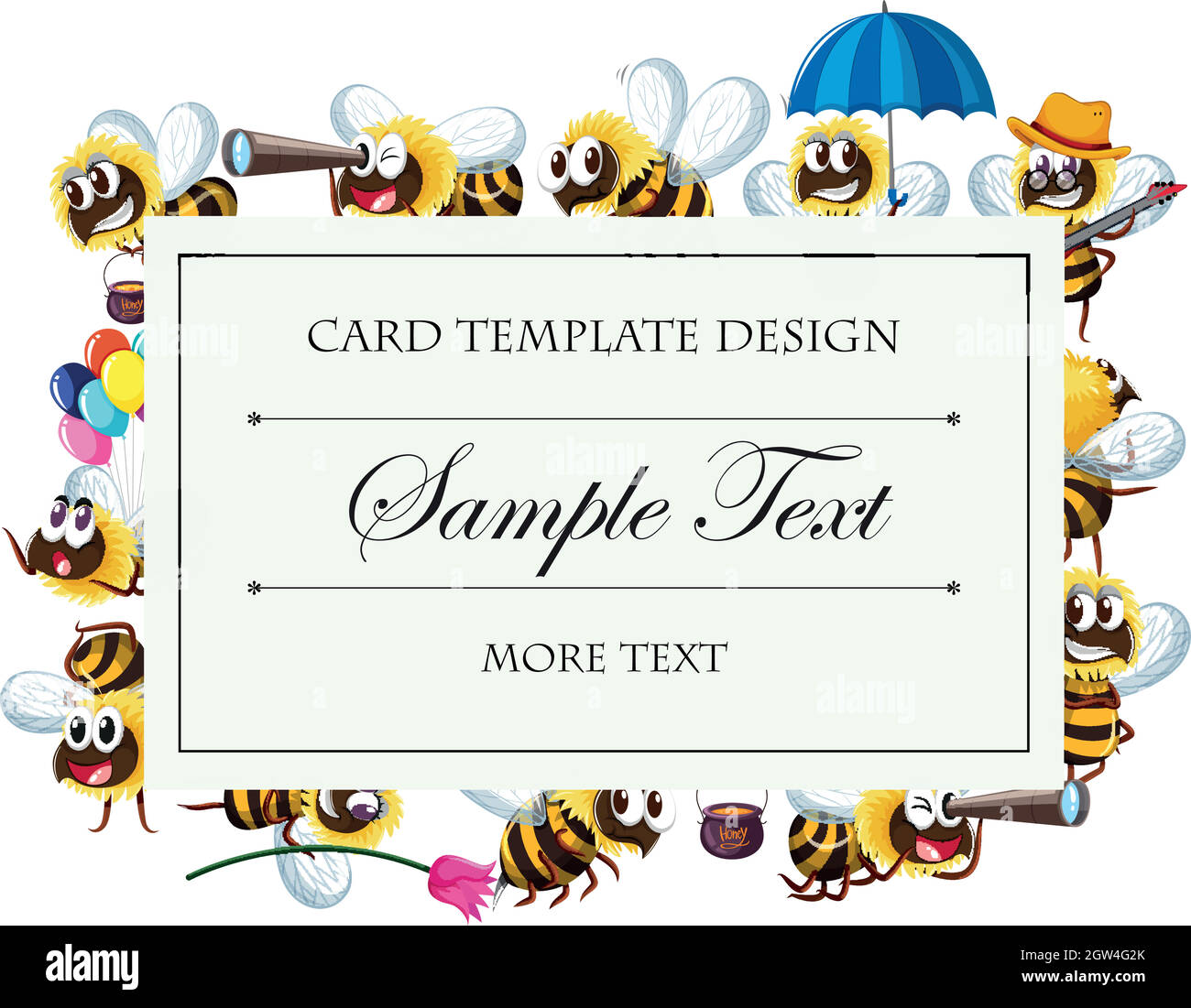 Card template with bee characters Stock Vector Image & Art - Alamy