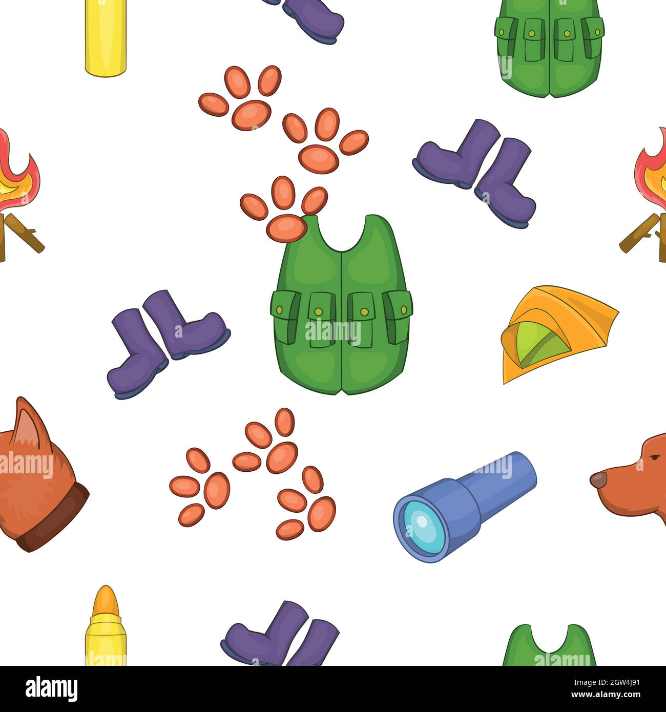 Forest pattern, cartoon style Stock Vector