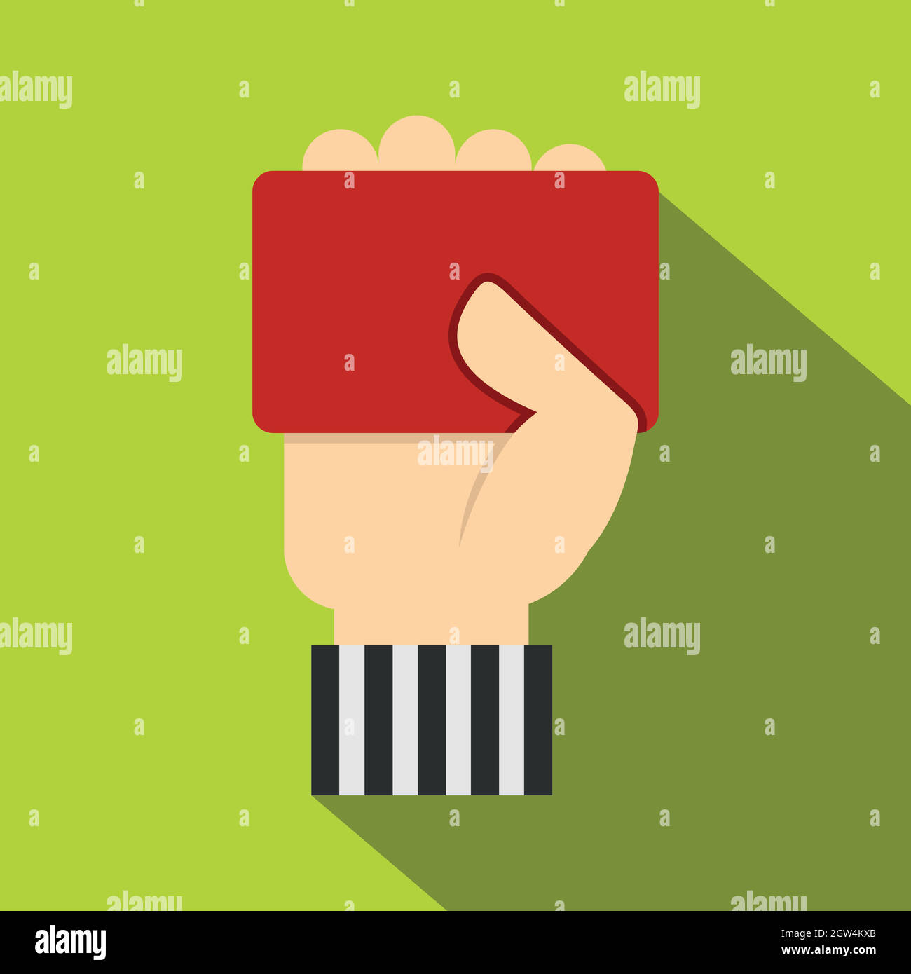 Hand of soccer referee showing red card icon Stock Vector
