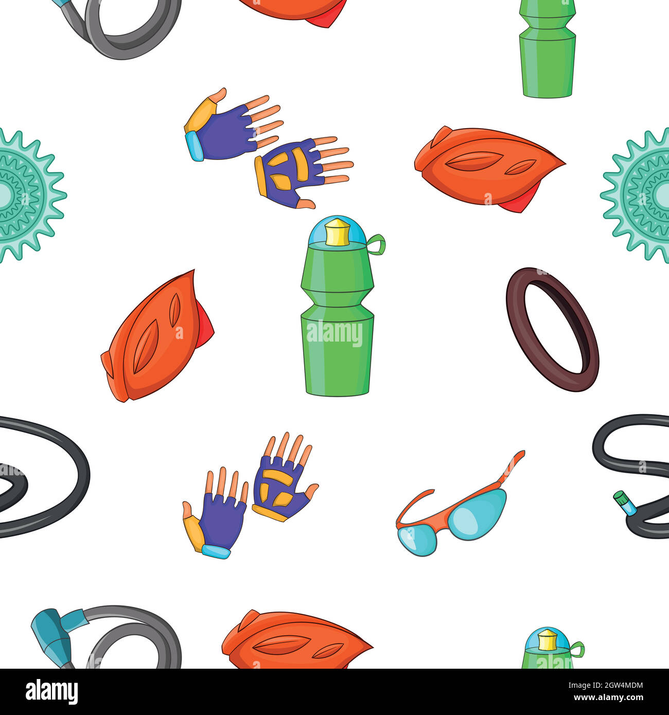 Bicycle pattern, cartoon style Stock Vector