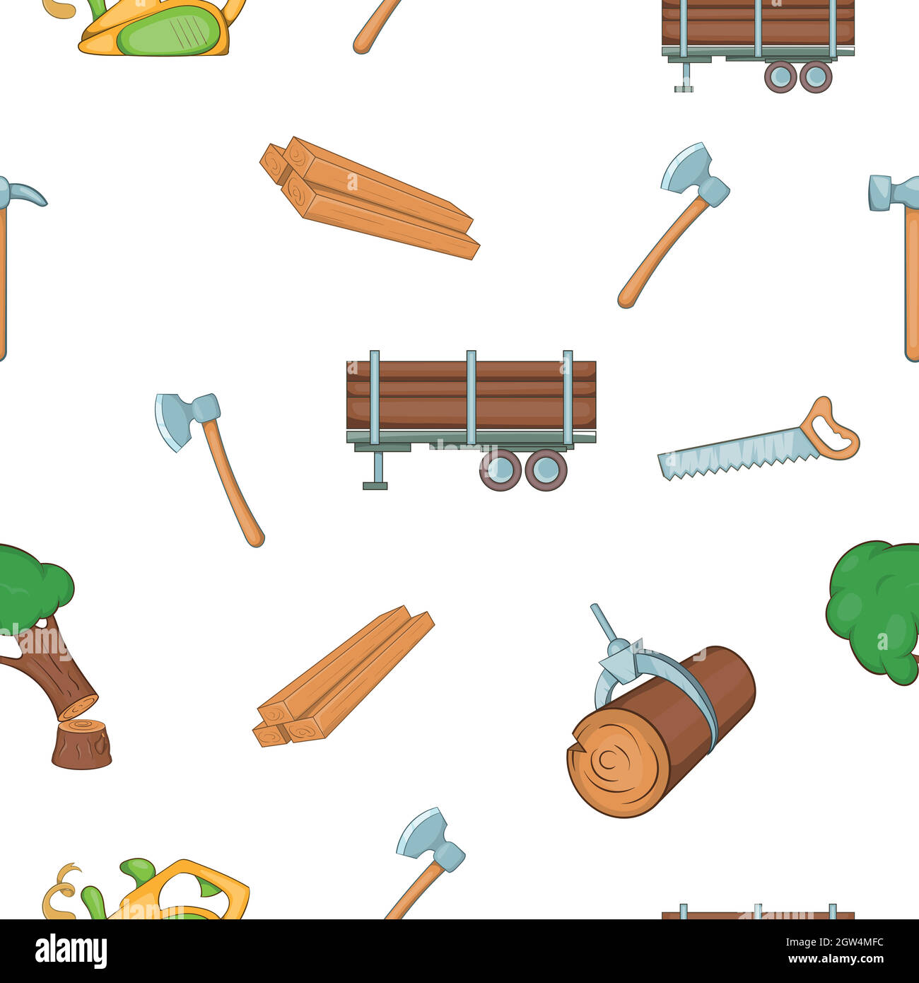 Firewood pattern, cartoon style Stock Vector