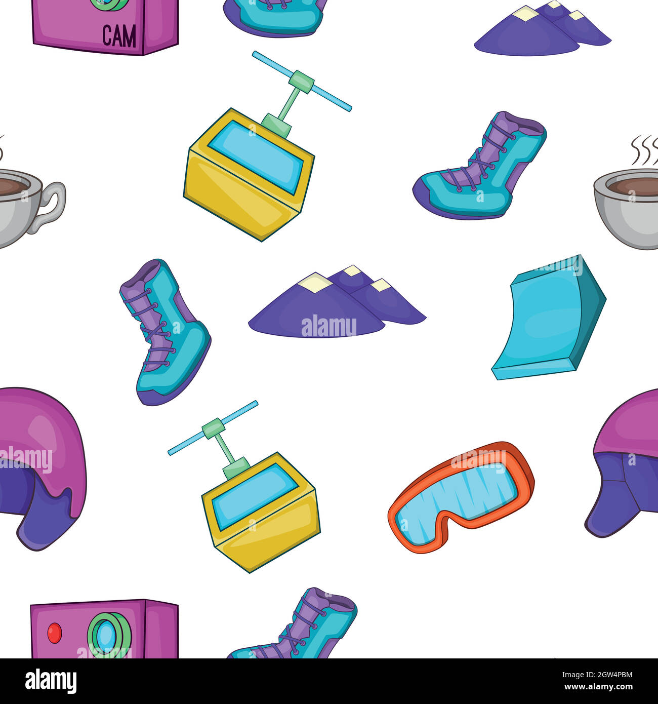 Snowboard pattern, cartoon style Stock Vector
