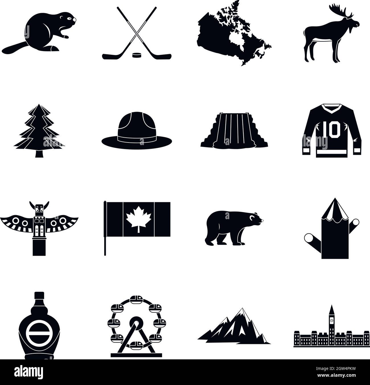 Canada travel icons set, simple style Stock Vector