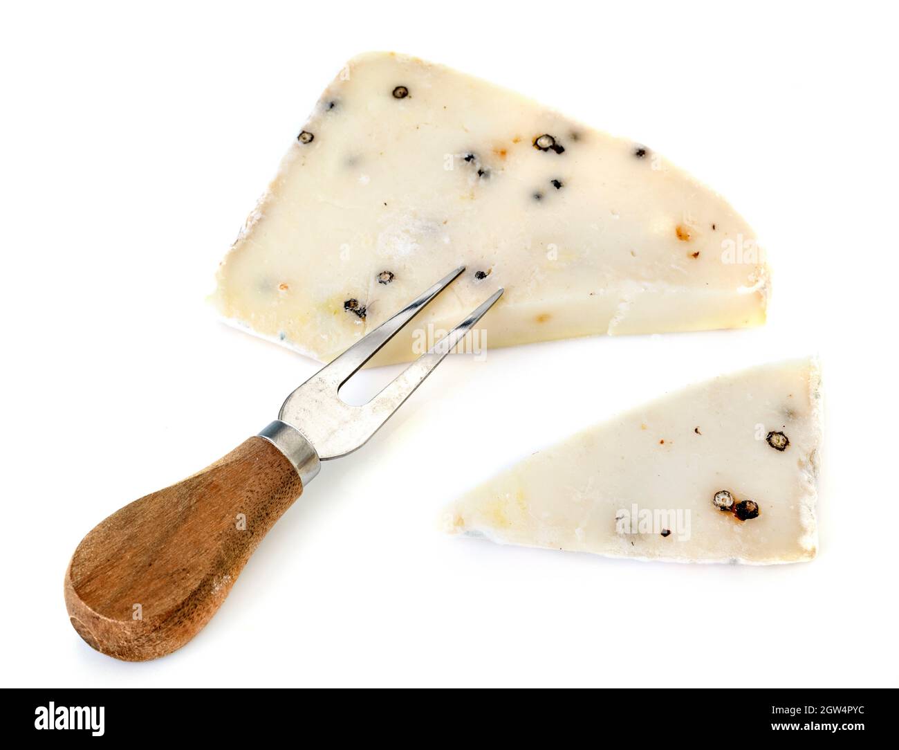 High Angle View Of Cheese Against White Background Stock Photo