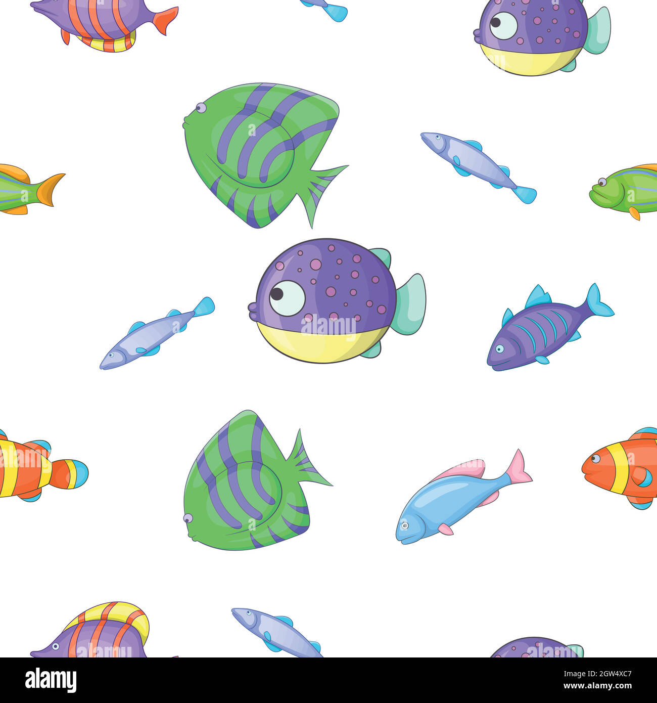 Fish pattern, cartoon style Stock Vector