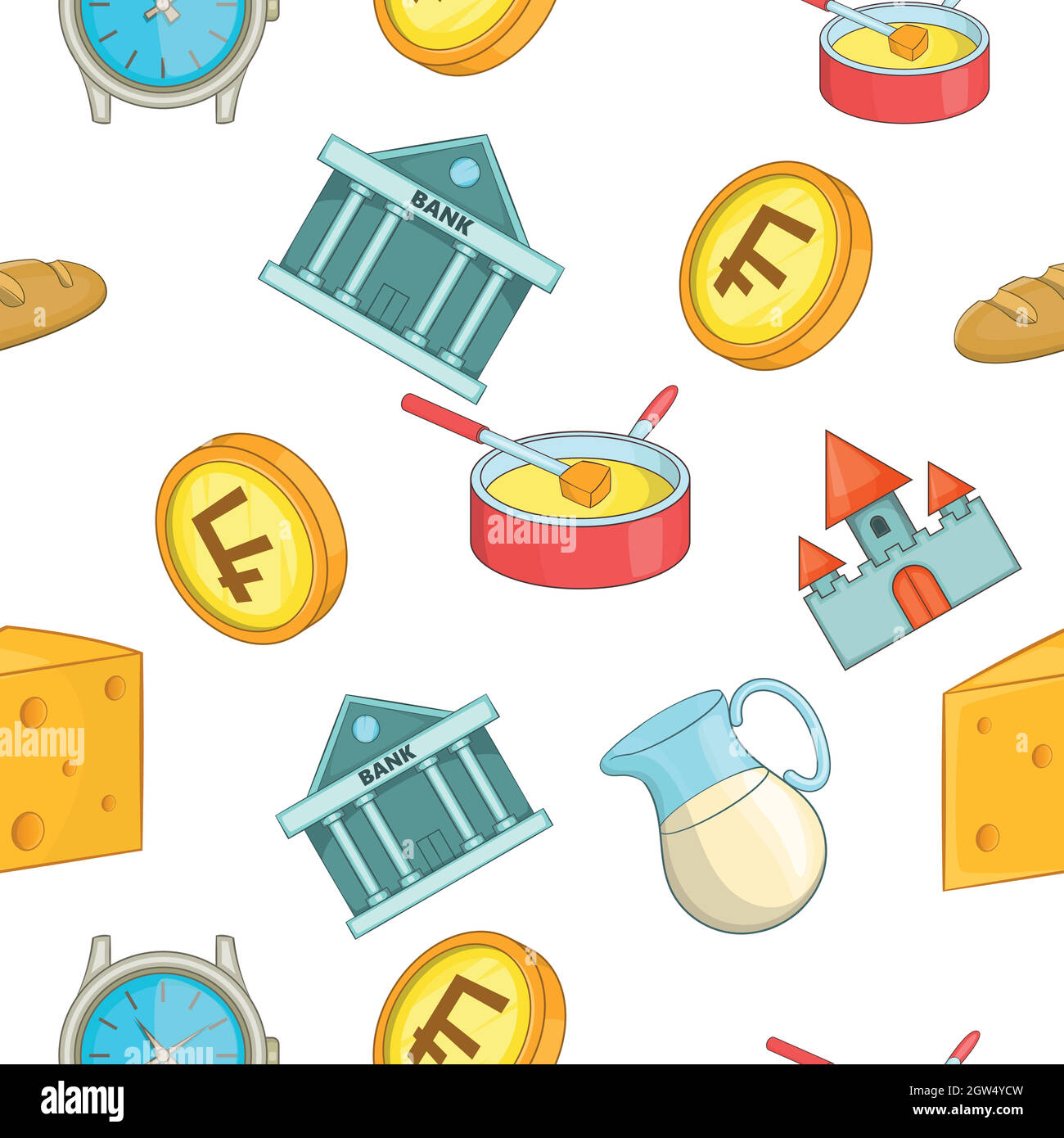 Country Switzerland pattern, cartoon style Stock Vector