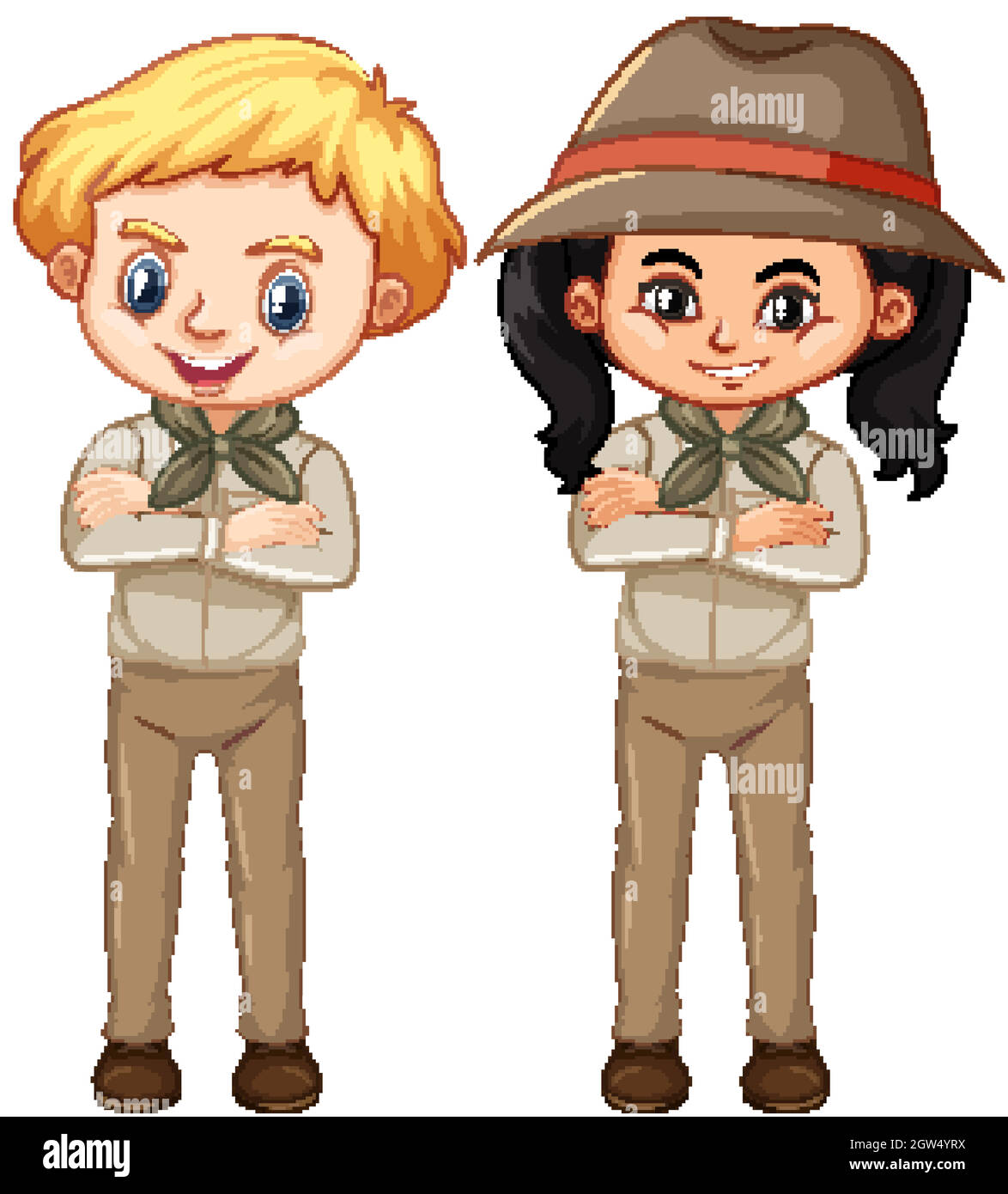 Boy and girl in brown uniform Stock Vector Image & Art - Alamy