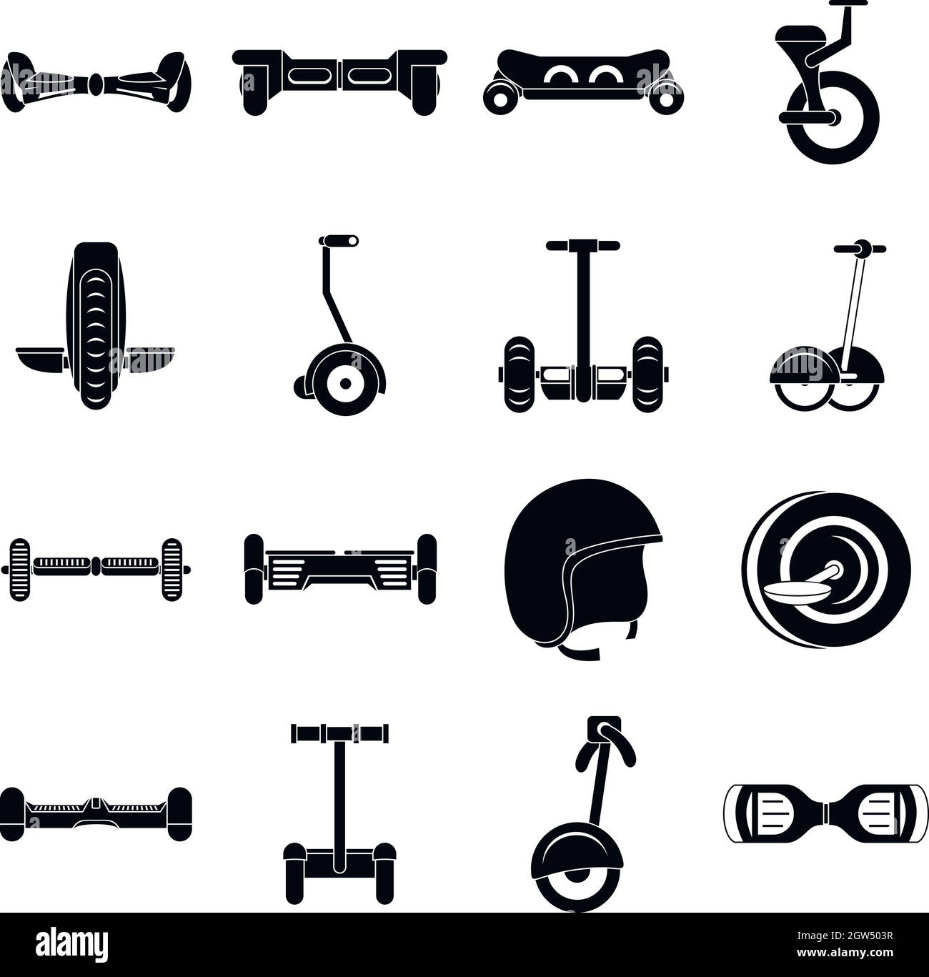 Balancing scooter icons set, simple style Stock Vector