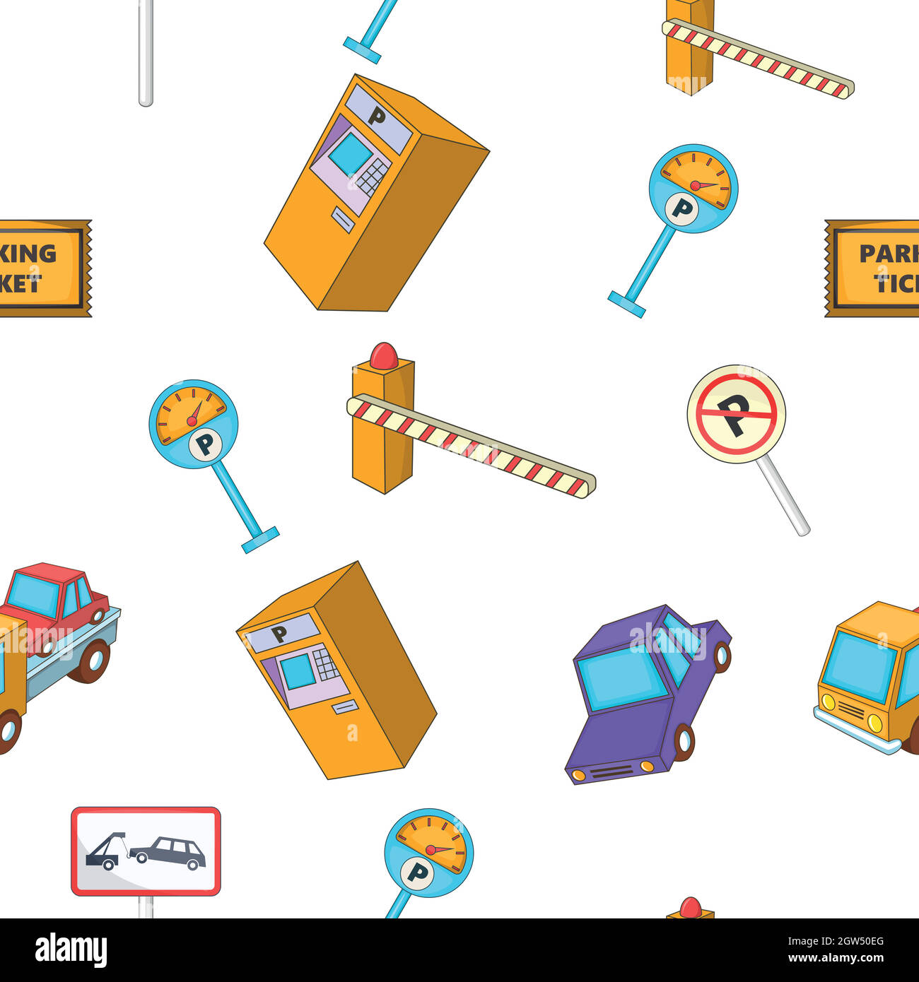 Parking pattern, cartoon style Stock Vector