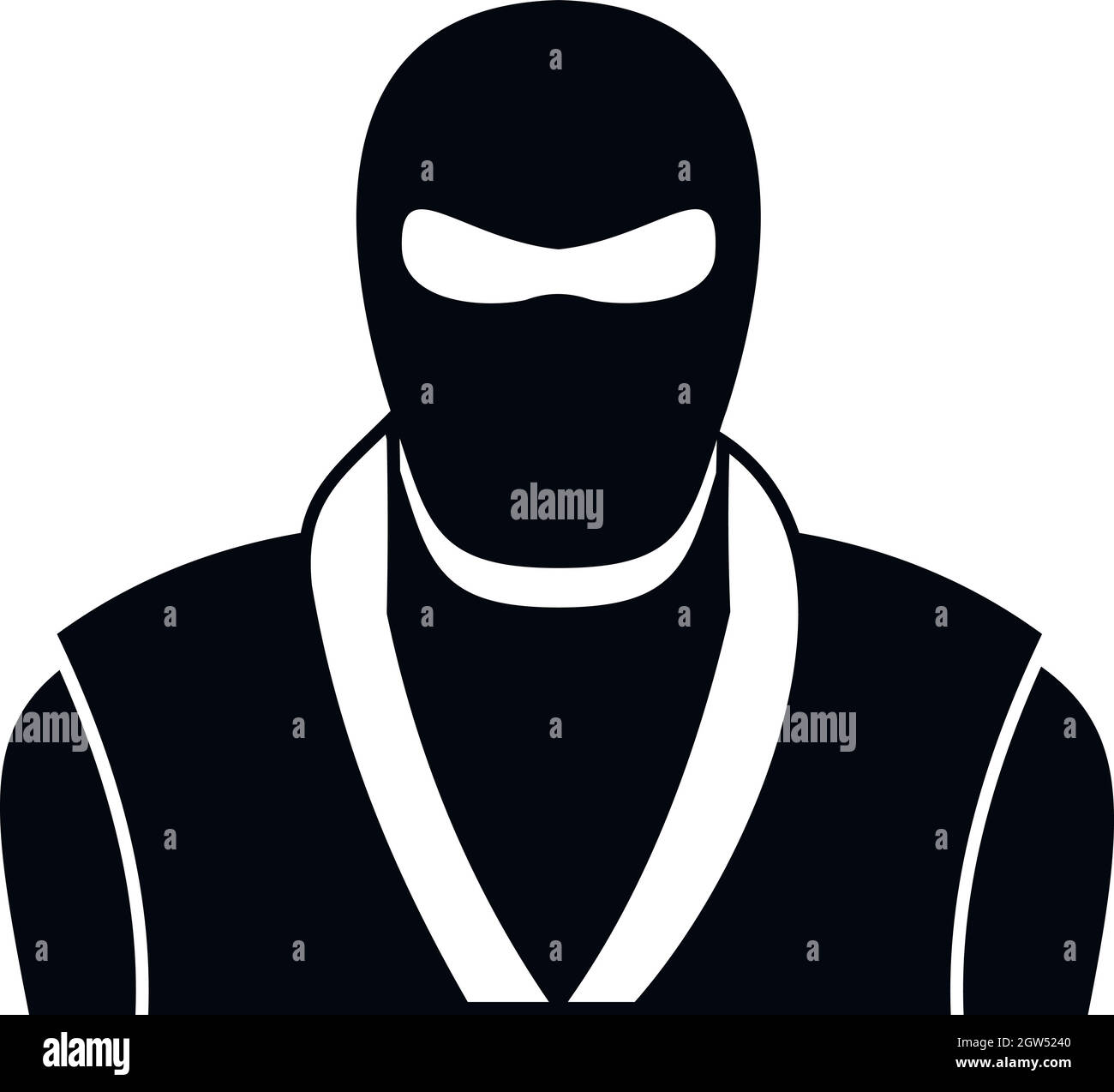 Ninja in black mask icon, simple style Stock Vector