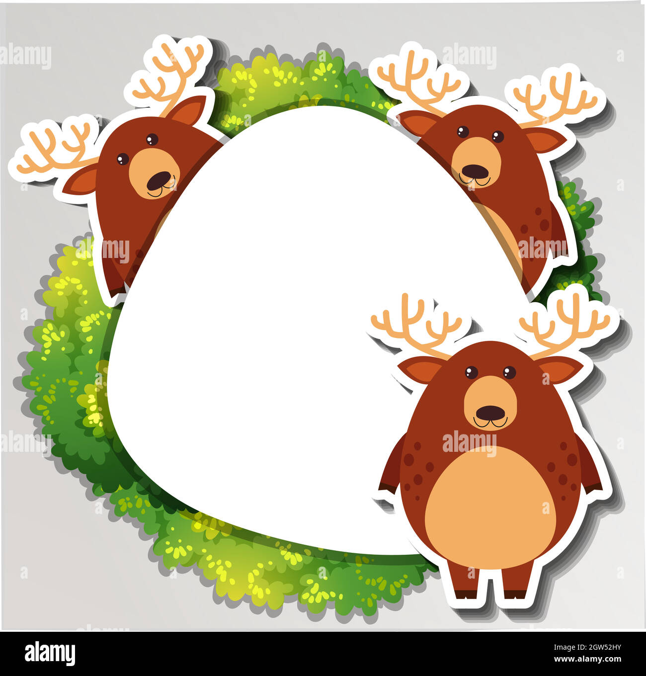 Round border with three deers Stock Vector