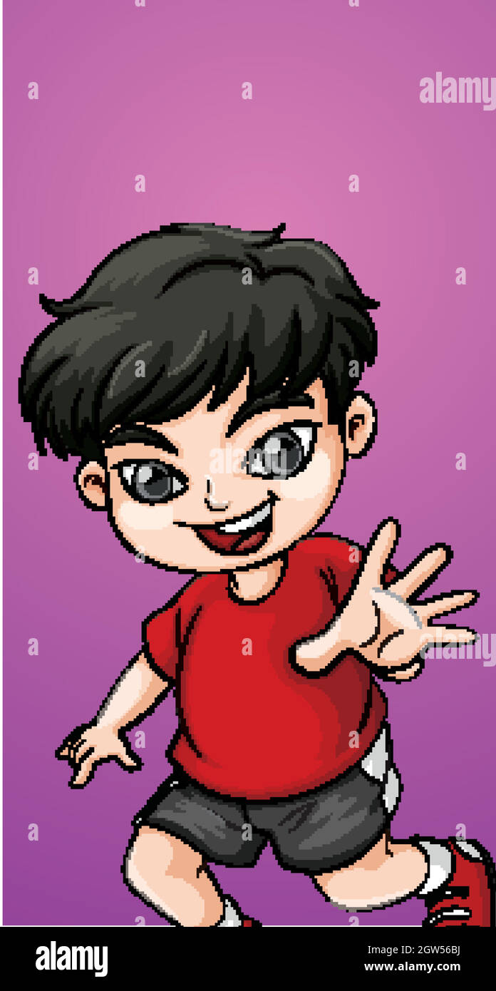 Happy boy in red shirt Stock Vector Image & Art - Alamy